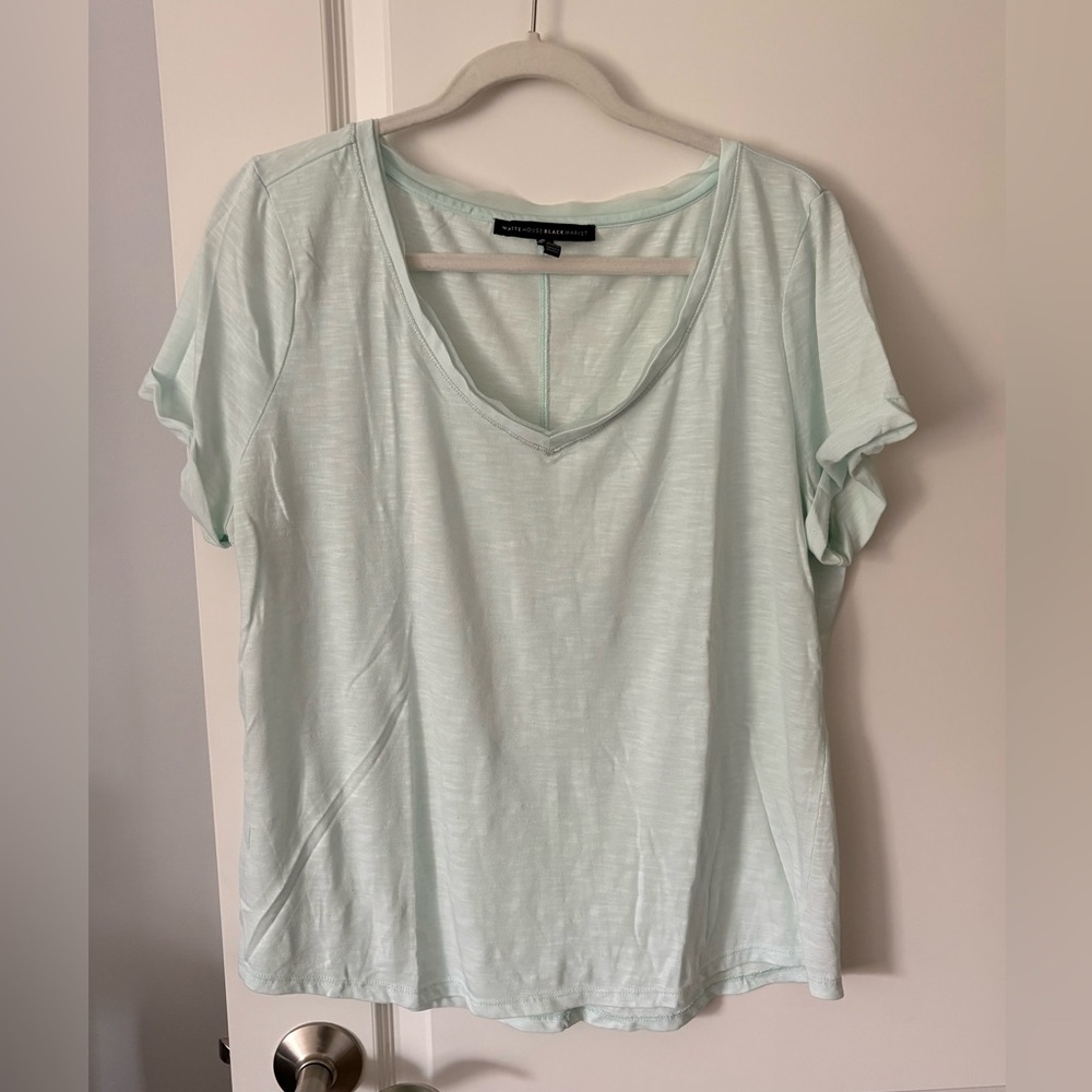 White House Black Market Light Mint V-Neck Tee